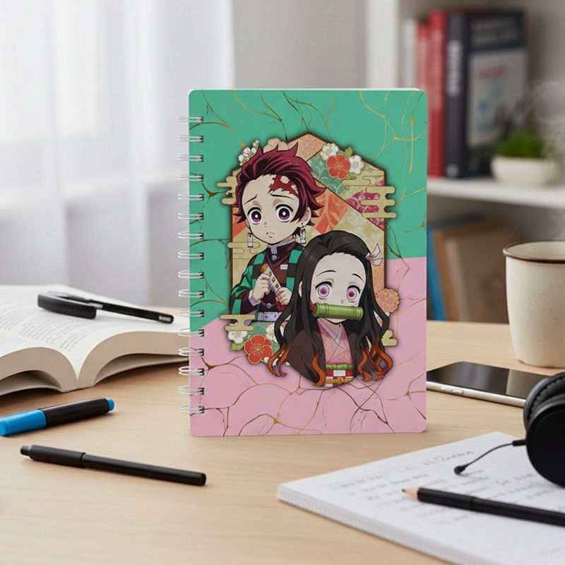 Demon Slayer Anime Defter A5 | Kimetsu no Yaiba Spiral Not Defteri | Anime Severlere Özel
